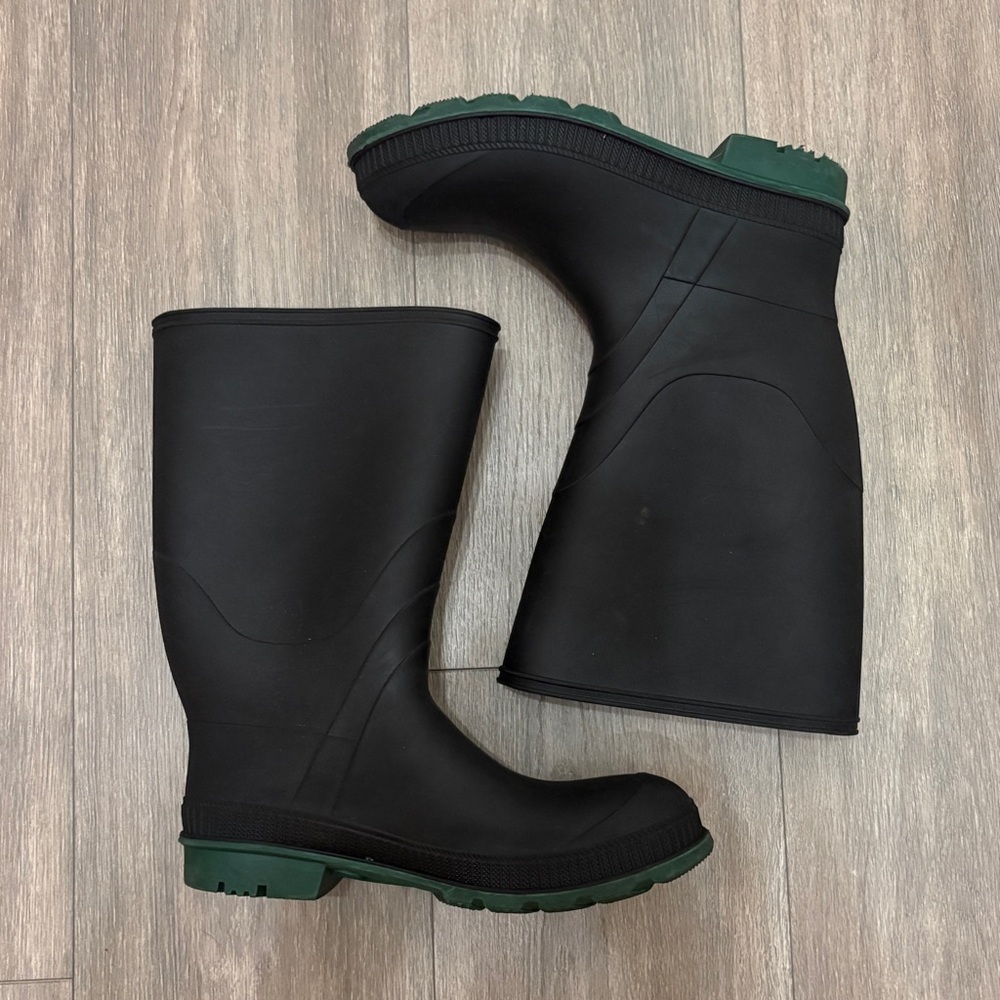 Black and Green Rubber Boots